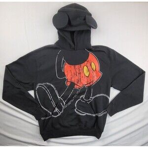 Disney Parks Authentic Mickey Mouse Pullover Hoodie with Ears Black Adult Large